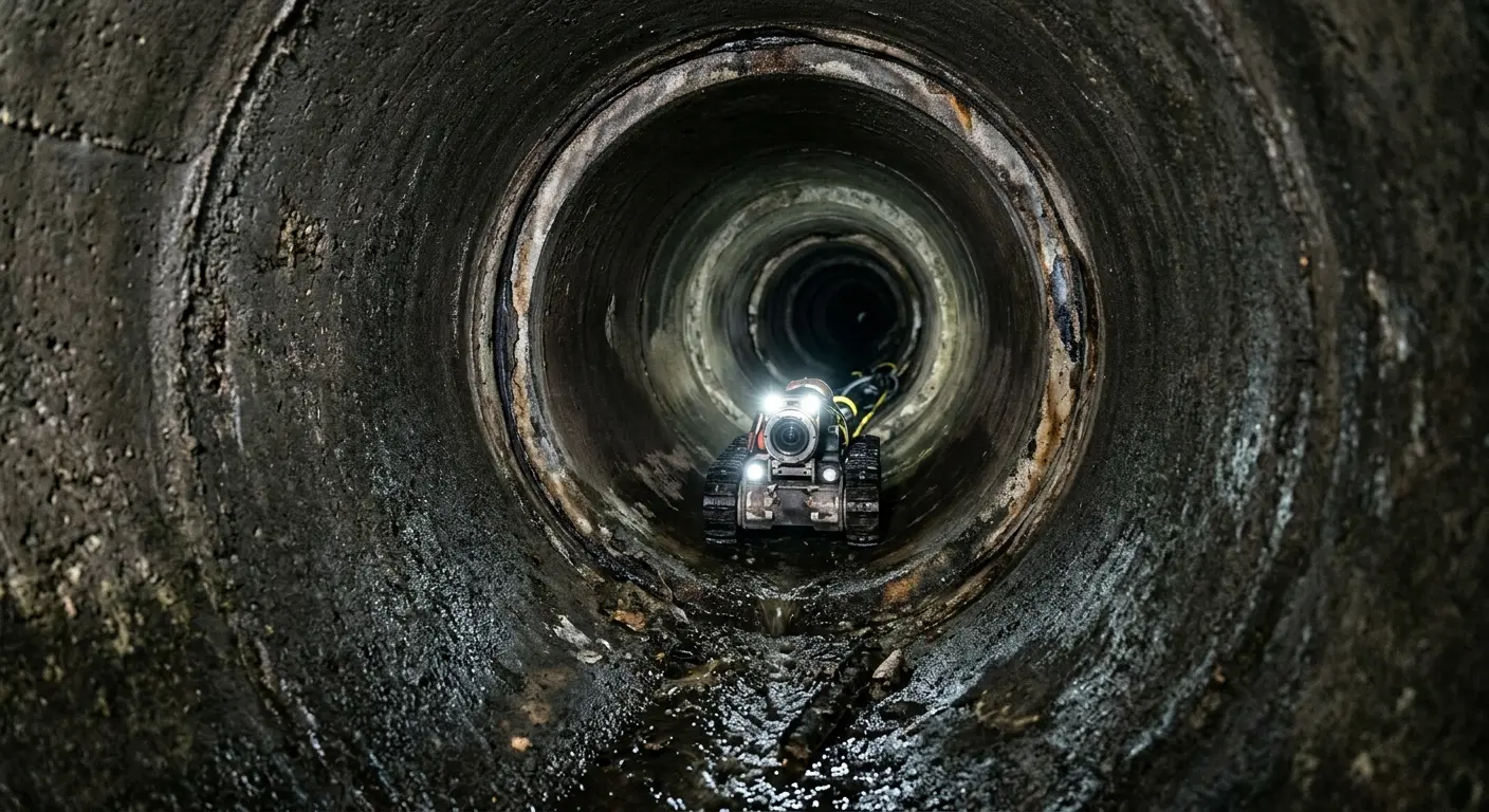 Robotic sewer camera inspecting pipe interior for Drain Snake Service in Cedar Mill